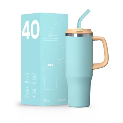 แก้วสแตนเลส 1200 มล. หลอดซิลิโคน