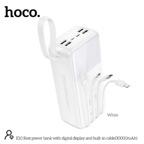 HOCO E10 พาวเวอร์แบงค์ มีสายชาร์จในตัว สกรีนโลโก้่ ขายส่ง