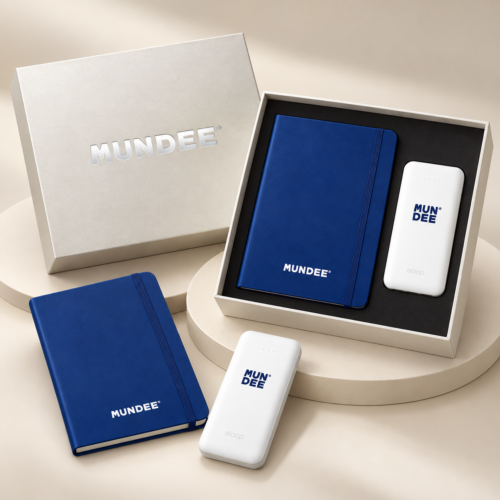 ชุดของขวัญ สมุดกับ powerbank พร้อมสกรีนโลโก้ สำหรับ VIP