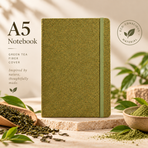 รับผลิต สมุดโน๊ต ปกกากชาเขียว ขนาด A5 Green Tea Ground Notebook ขั้นต่ำ 100 เล่ม
