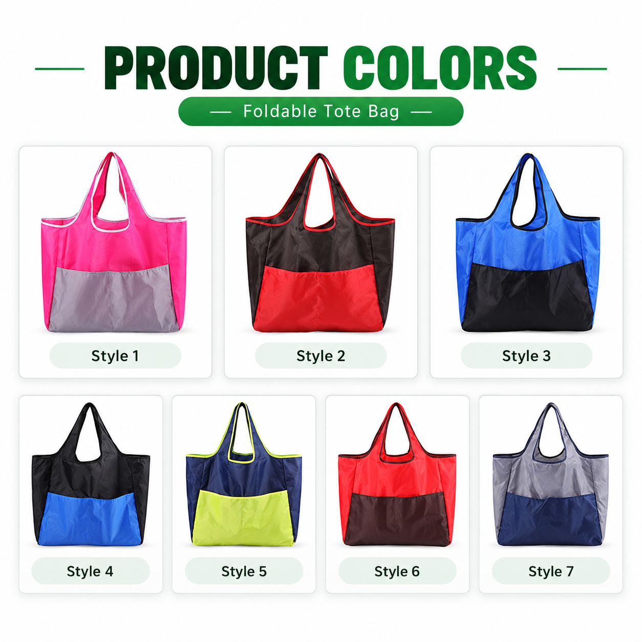 Foldable Bag สีทูโทน ทำโลโก้เพิ่มได้