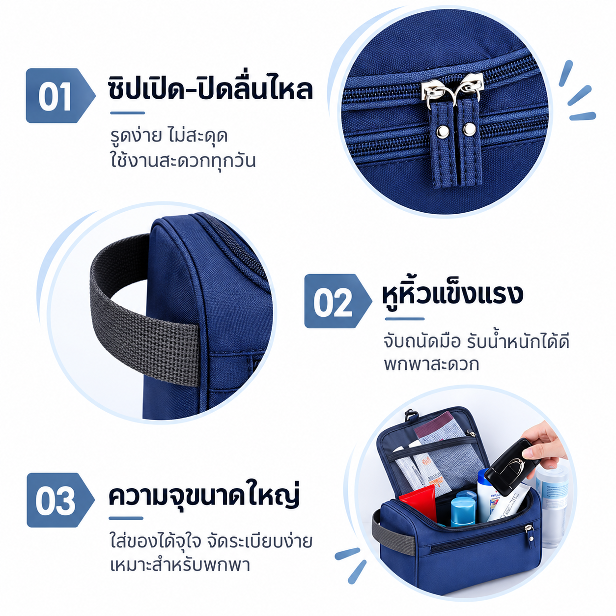 รายละเอียด กระเป๋าจัดระเบียบ ใช้ในห้องน้ำ